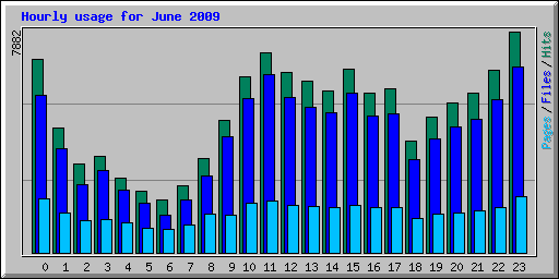 Hourly usage for June 2009